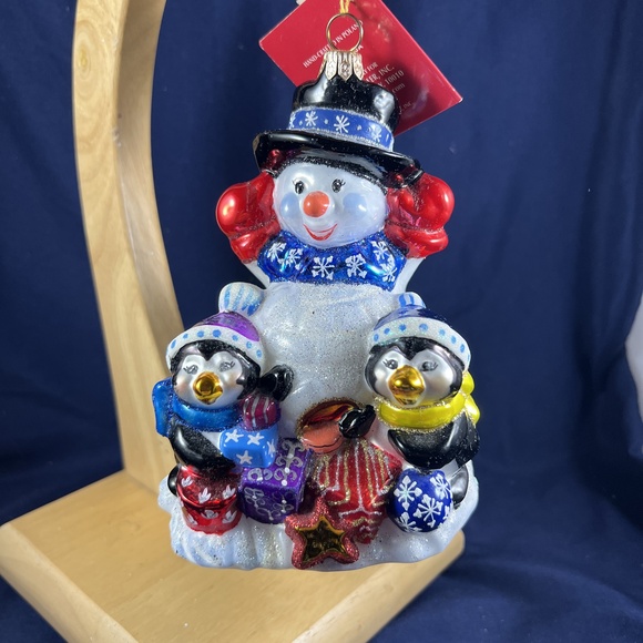 Kurt Adler Other - Kurt Adler Polonaise Chillin' Time Snowman Penguins Glass Ornament Boxed